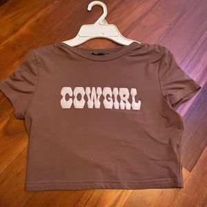 Shien Brown Cowgirl Crop Top